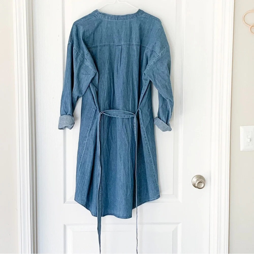 Eileen Fisher Light Blue Denim Shirt Dress - Picture 7 of 10